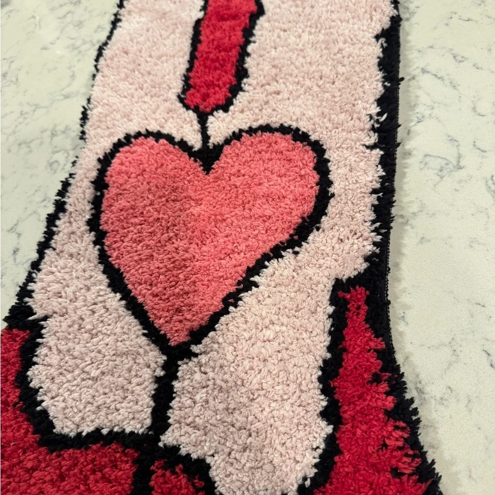 Cowboy Cowgirl Boot Rug with Heart Accent - Pink & Red - Picture 4 of 7